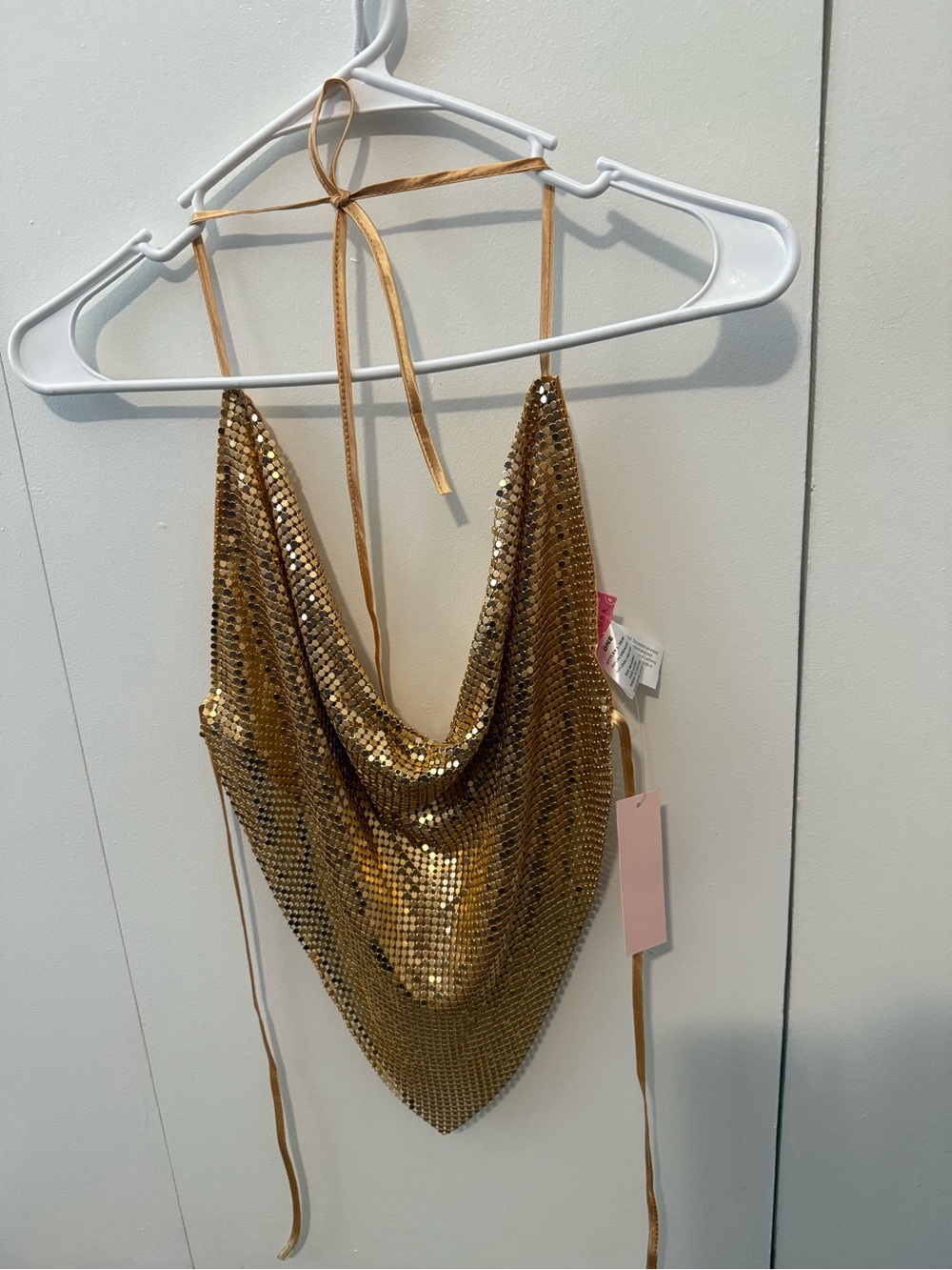 Gold Sequin Cowl Halter Top -  Women